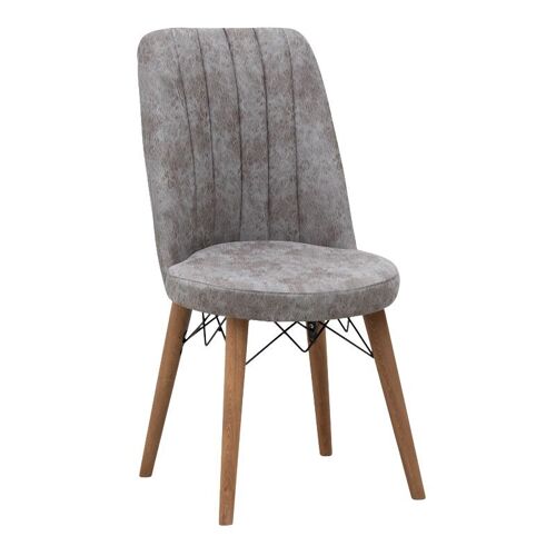 Dining Chair RALU velvet Grey - Walnut legs 46x44x91cm
