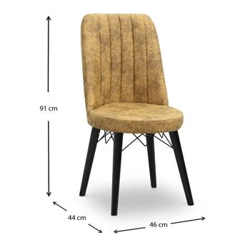 Chaise de salle à manger RALU tissu moutarde-pieds noir 46x44x91cm 6