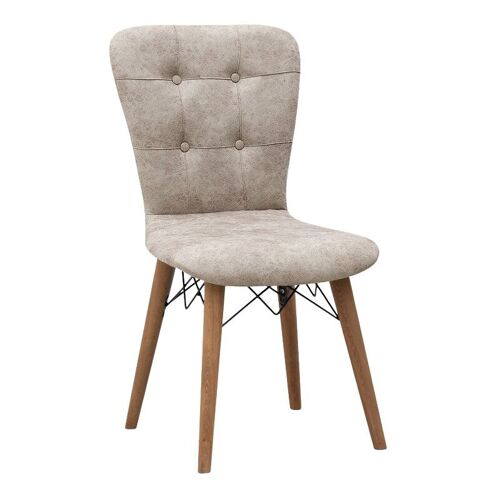 Dining Chair MICHELLE fabric Beige - Walnut legs