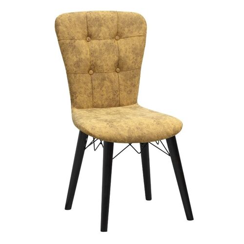 Dining Chair MICHELLE fabric Mustard - Black legs