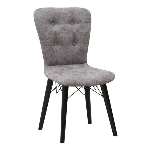 Dining Chair MICHELLE fabric Grey - Black legs