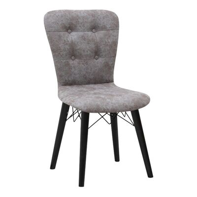 Dining Chair MICHELLE fabric Gray - Black legs