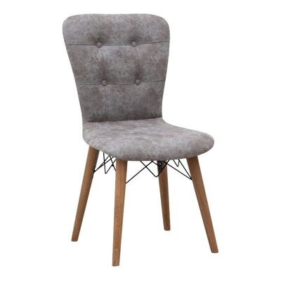 Dining Chair MICHELLE fabric Gray - Walnut legs