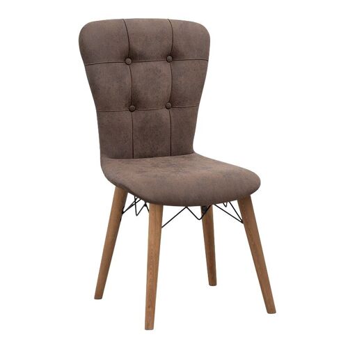 Dining Chair MICHELLE fabric Brown - Walnut legs