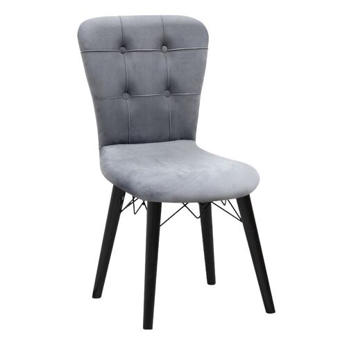 Dining Chair MICHELLE velvet Grey - Black legs