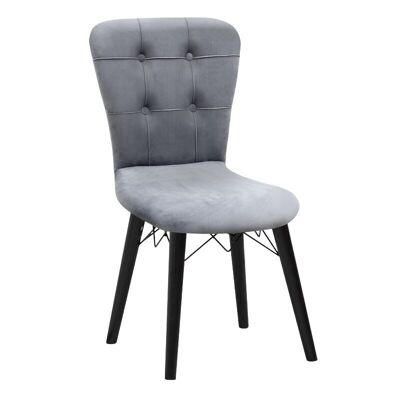 Dining Chair MICHELLE velvet Gray - Black legs