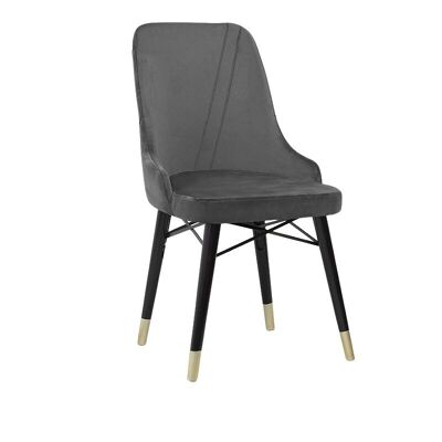 Chaise de salle à manger MARK velours Gris - Pieds Noir/Or 54x48x91cm