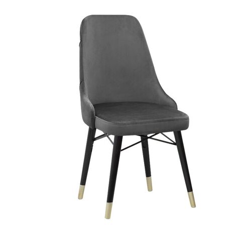 Dining Chair EDMOND velvet Grey - Black/Gold legs