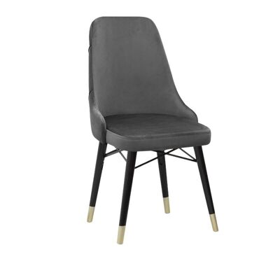 Dining Chair EDMOND velvet Gray - Black/Gold legs