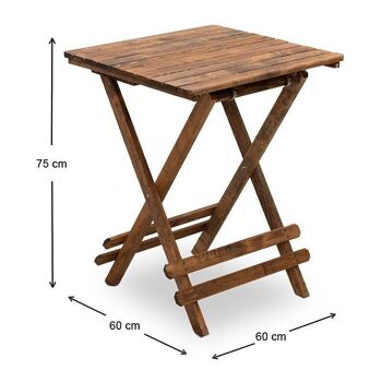 Table Pliable JANET Bois de Hêtre Noyer 60x60x75cm 6