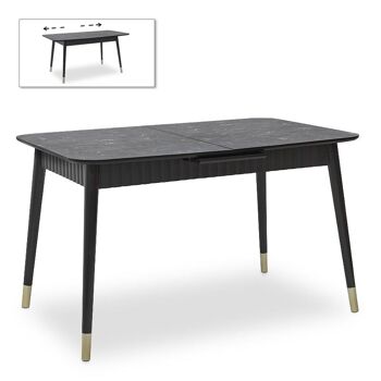 Table à manger extensible MELISSA effet marbre noir 5