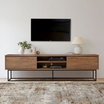 Meuble TV SASCHA Noyer 180x40x50cm 2