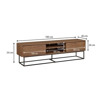 Meuble TV SASCHA Noyer 180x40x50cm 5