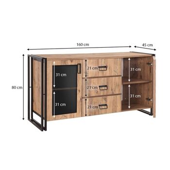 Buffet PRACTIC Pin - Noir 160x45x80cm 4