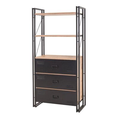 Libreria PRACTIC Pino - Nero 90x35x180cm