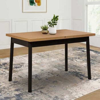Table Extensible CLARA Naturel - Noir 120/153x75x77cm 2