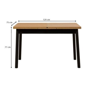 Table Extensible CLARA Naturel - Noir 120/153x75x77cm 7