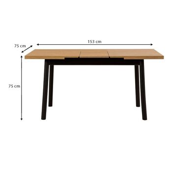 Table Extensible CLARA Naturel - Noir 120/153x75x77cm 8