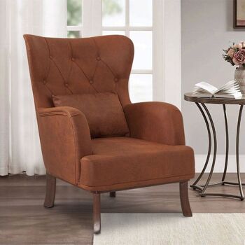 Fauteuil en velours ROMEO Marron 78x80x96cm 2