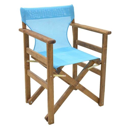 Folding Garden Armchair SPACE Walnut Light Blue 61x51x86cm