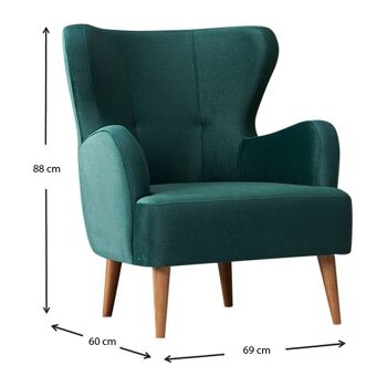 Fauteuil en Velours KING Cyprès Vert 69x60x88cm 7