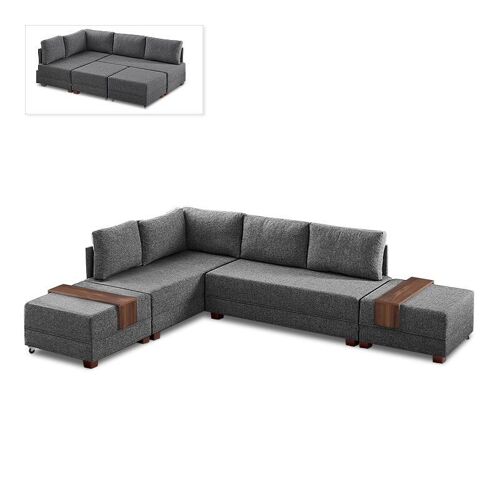 Left corner Sofa/Bed ANDRE Charcoal 280x210x80cm