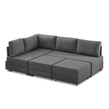 Canapé/lit d'angle gauche ANDRE Charbon 280x210x80cm 7