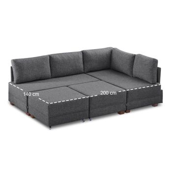 Canapé/lit d'angle droit ANDRE Charbon 280x210x80cm 10