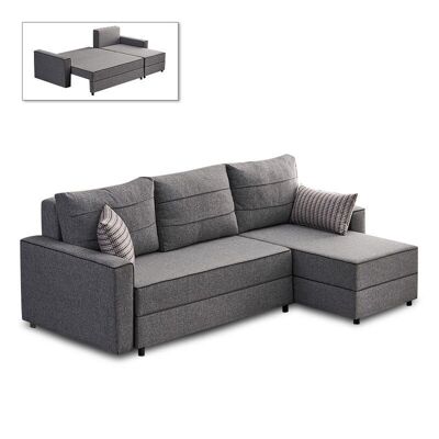 Canapé/lit d'angle droit BURMA gris 242x150x88cm