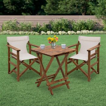 Ensemble de salle à manger de jardin DUCHESSE Table en bois 60x60cm 2