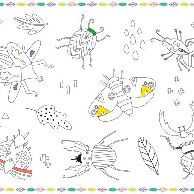 Manteles individuales para colorear - Buzzing Bugs - 40 x 30 cm - 6 piezas