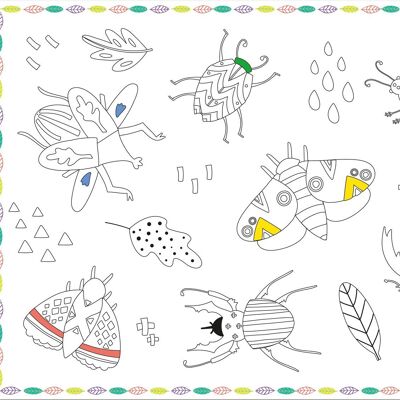 Colouring Placemats - Buzzing Bugs - 40 x 30 cm - 6 pieces