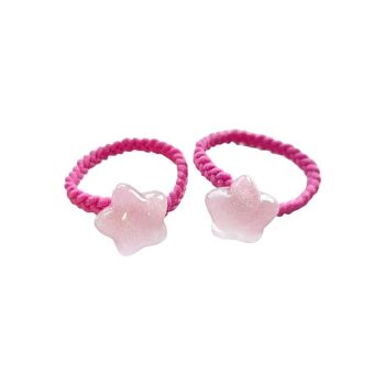 Pack de 2 chouchous tressés avec étoile. Blanc-fuchsia-rose 1