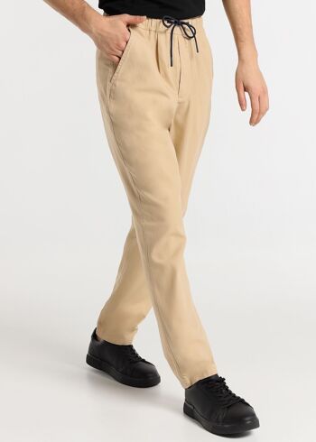 V&LUCCHINO - Pantalon Lin Chino Slim FIt - Taille Moyenne Cordons contrastés
