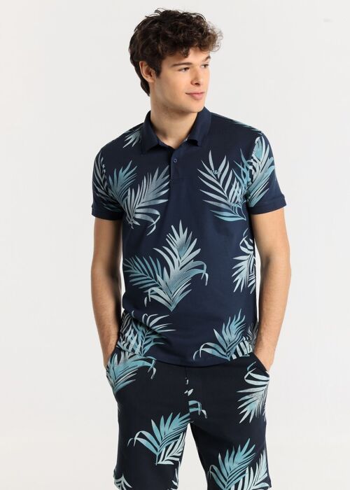 V&LUCCHINO - Polo Short Sleeve All-over Palm leaves Print