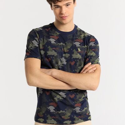 V&LUCCHINO – T-Shirt mit kurzen Ärmeln, Allover-Camouflage-Print