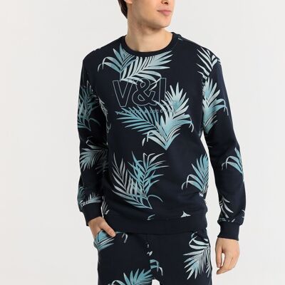 V&LUCCHINO - Sweatshirt crew neck All-Over Palm leaves Print