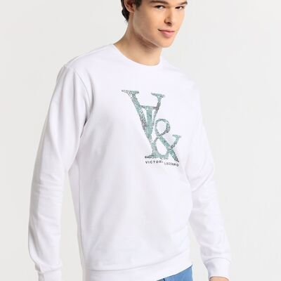 V&LUCCHINO – Sweatshirt mit Rundhalsausschnitt. V&L-Grafik vorne