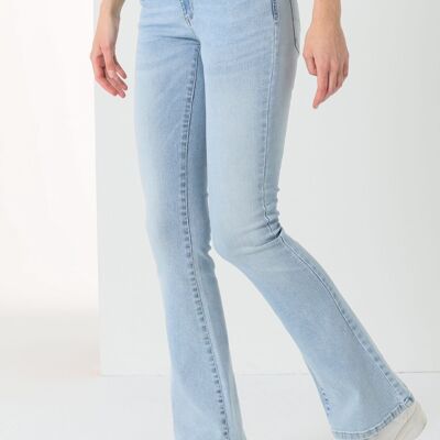 V&LUCCHINO – Flare-Jeans – niedrige Taille, helle Waschung