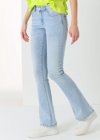 V&LUCCHINO - Jean Flare - Taille Basse Lavage Clair