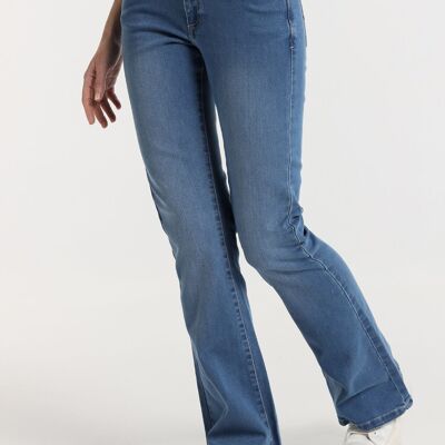 V&LUCCHINO - Jeans a zampa - Vita bassa lavaggio medio