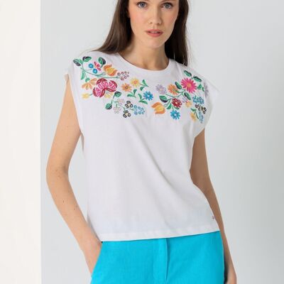 V&LUCCHINO - Sleeveless Top Embroidery flowers