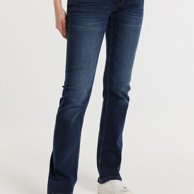 LOIS JEANS – Jeans Boot Cut – extra kurze Leibhöhe, dunkelblaue Waschung