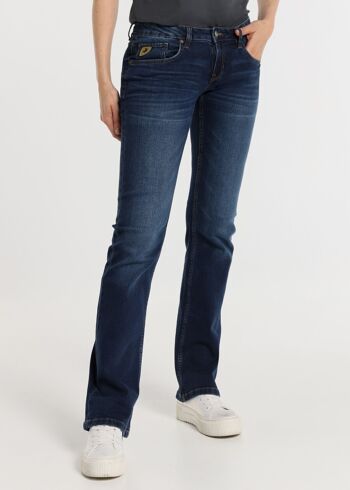 LOIS JEANS -Jeans bootcut - taille extra courte dark blue wash
