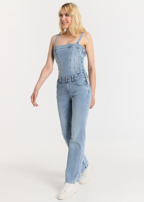 LOIS JEANS -Overall bustier straight leg with straps Low rise
