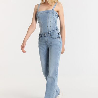 LOIS JEANS -Overall bustier straight leg with straps Low rise