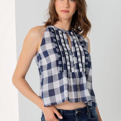 LOIS JEANS - Vichy Check sleeveless blouse