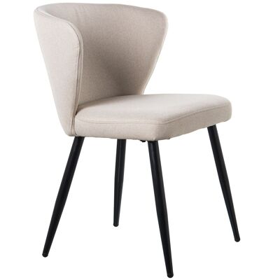 BEIGE FABRIC CHAIR WITH BLACK METAL LEGS + GOLD TIP, POLYESTER _57X56X77CM HIGH.SEAT:48.5CM LL84187