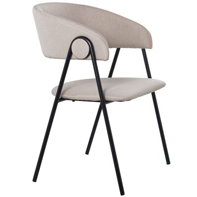 SEDIA IN TESSUTO BEIGE CON GAMBE IN METALLO NERO, POLIESTERE _55X57X82CM ALTA.GAMBE:46,5 CM LL84200