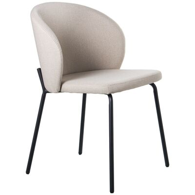 BEIGE FABRIC CHAIR BLACK METAL LEGS, POLYESTER _48X57X79CM HIGH.SEAT:48CM LL84193